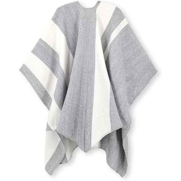 Women Shawl Wrap Poncho Ruana Cape Open Front Cardigan Fall Winter Whisper Grey - Picture 2 of 6